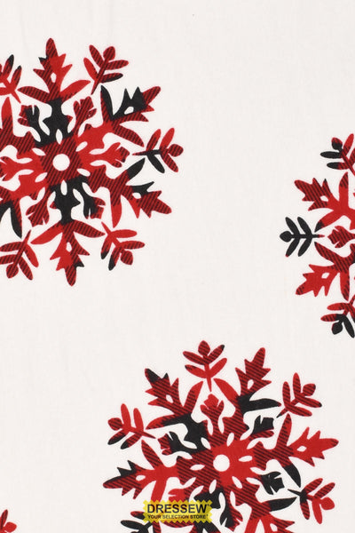 Plaid Snowflake Flannelette White / Red / Black