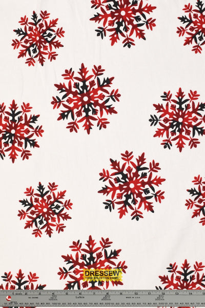 Plaid Snowflake Flannelette White / Red / Black