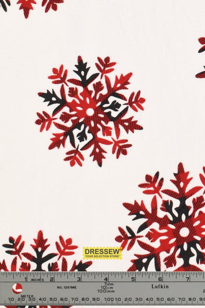 Plaid Snowflake Flannelette White / Red / Black