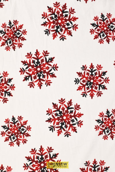 Plaid Snowflake Flannelette White / Red / Black
