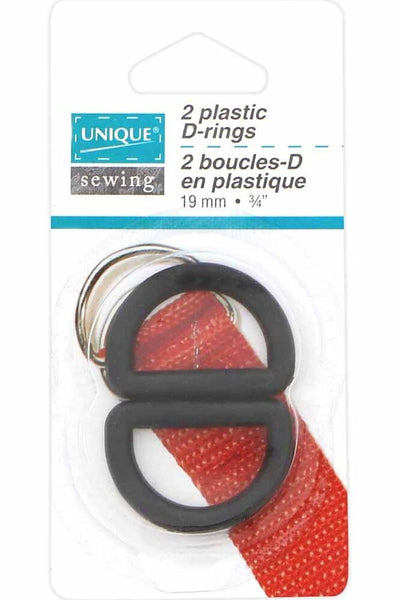 Plastic D-Rings 19mm (3/4") Black