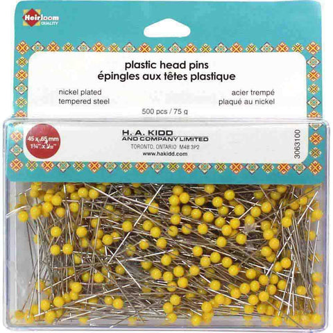 Plastic Head Pins 38mm (1-1/2") Yellow