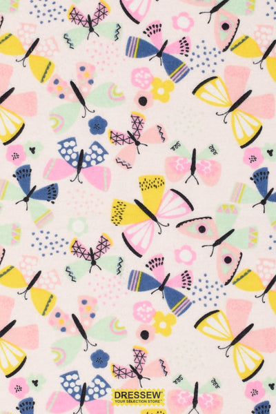 Playful Butterflies Flannel Pink
