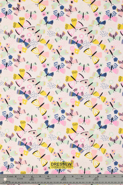 Playful Butterflies Flannel Pink