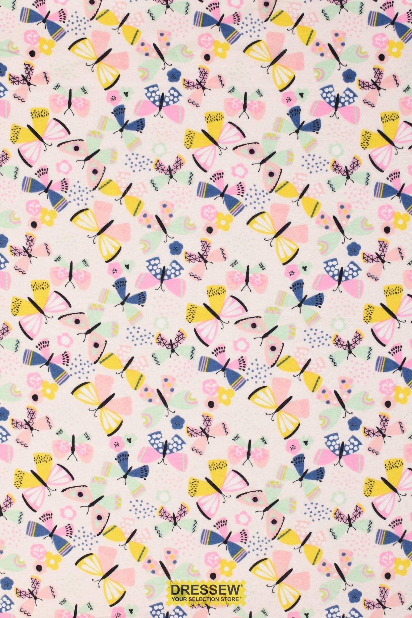 Playful Butterflies Flannel Pink