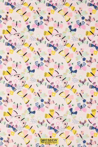 Playful Butterflies Flannel Pink