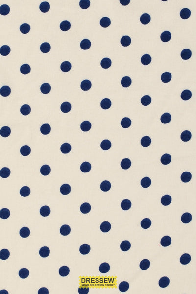 Polka Dot Flannelette Ivory / Navy