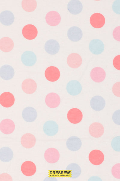 Polka Dot Flannelette White / Pink