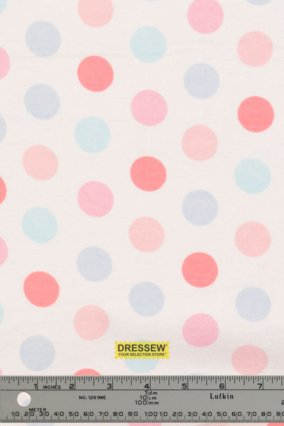 Polka Dot Flannelette White / Pink