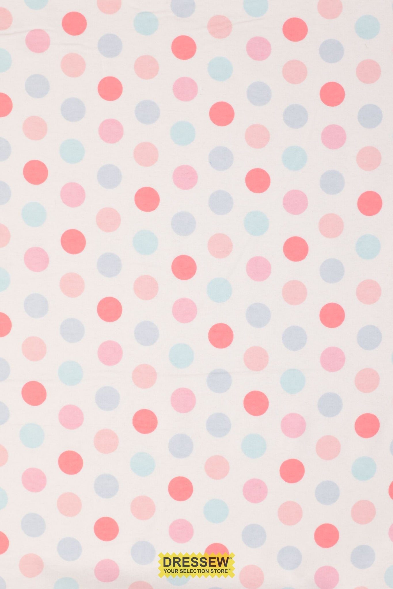 Polka Dot Flannelette White / Pink
