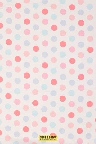 Polka Dot Flannelette White / Pink