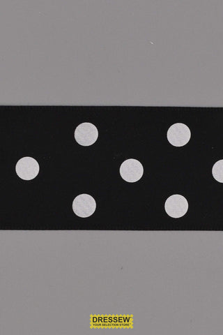 Polka Dot Ribbon 38mm (1-1/2") #9 Black / White