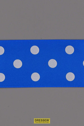 Polka Dot Ribbon 38mm (1-1/2") #9 Blue / White