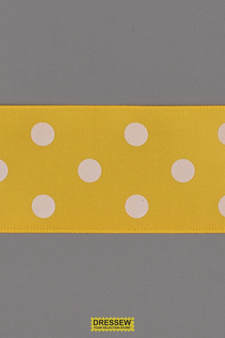 Polka Dot Ribbon 38mm (1-1/2") #9 Gold / White