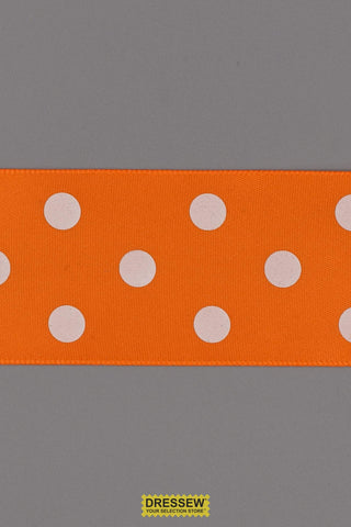 Polka Dot Ribbon 38mm (1-1/2") #9 Orange / White