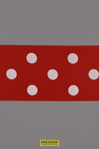 Polka Dot Ribbon 38mm (1-1/2") #9 Red / White