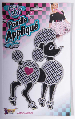 Poodle Applique Iron-On Black / White
