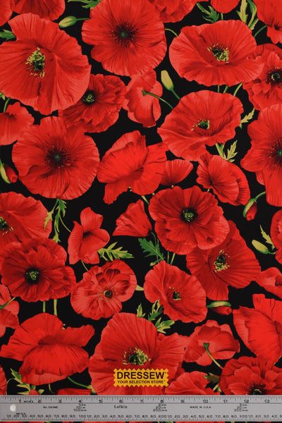 Poppy Bloom Sateen Black / Red