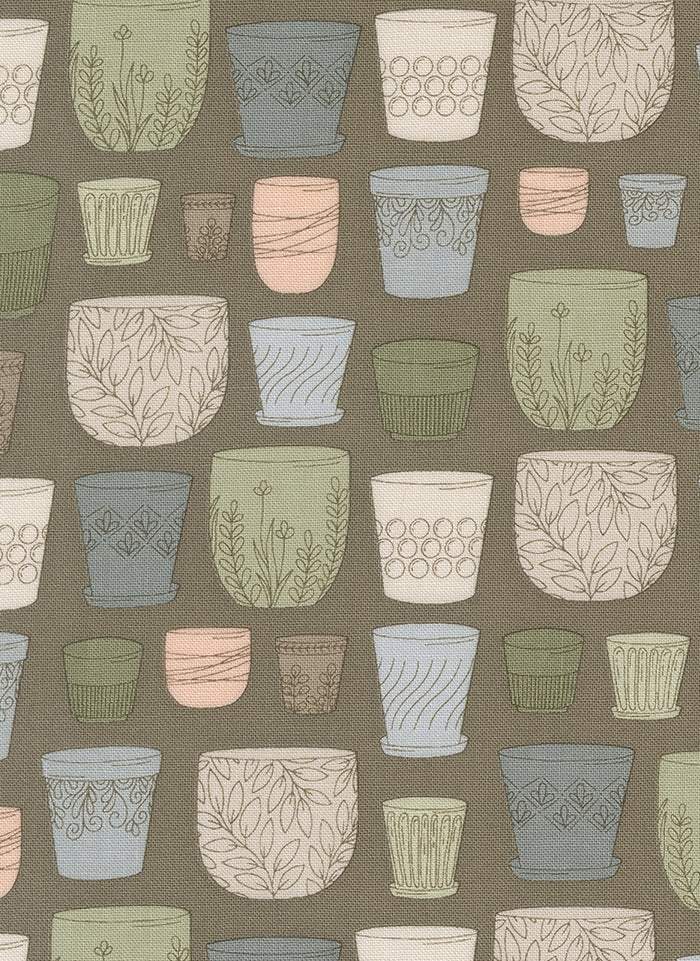 Potted Pots By Kiley's Quilt Room For Moda Charcoal
