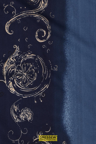 Printed Poly Knit Navy / Beige