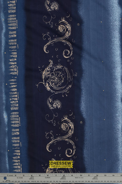 Printed Poly Knit Navy / Beige