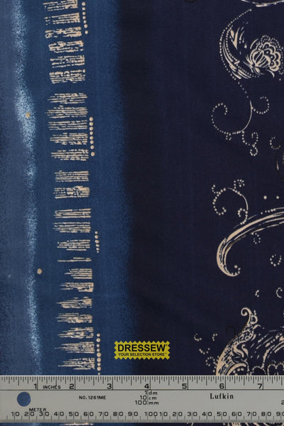 Printed Poly Knit Navy / Beige