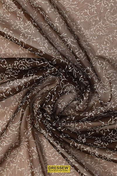 Printed Sheer Knit Dark Brown / White