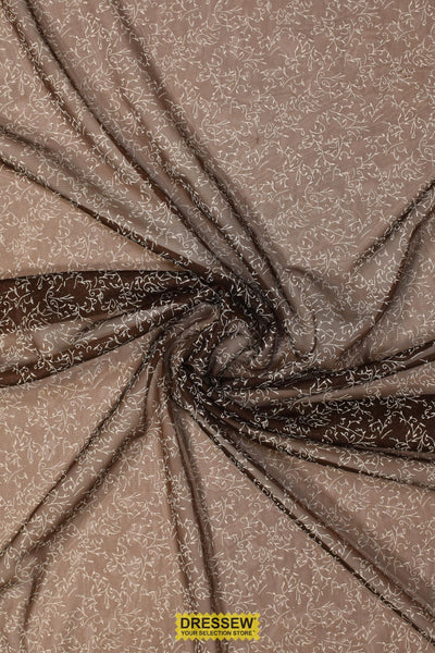 Printed Sheer Knit Dark Brown / White