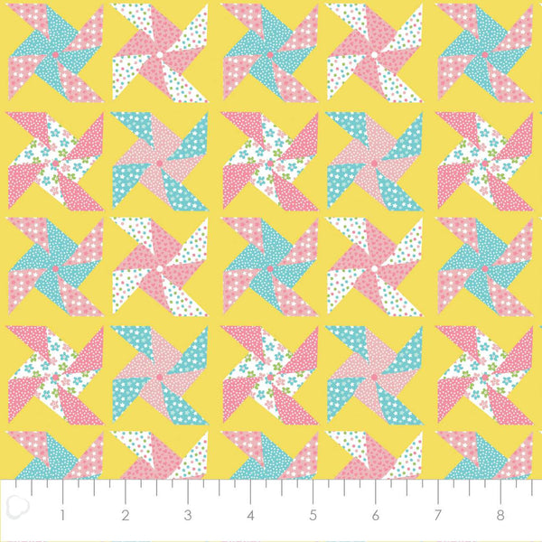 Pucker Up Floral Pinwheels Yellow / Multi