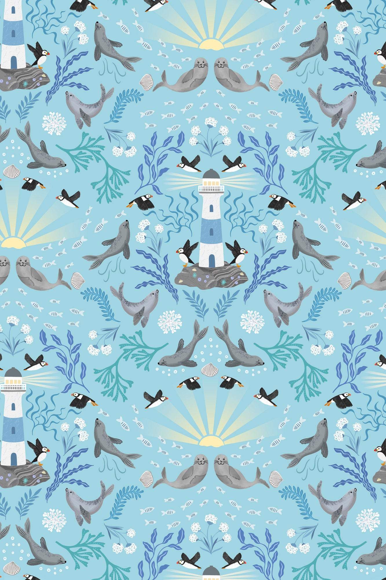 Puffin Rock Lighthouse By Lewis & Irene Light Blue