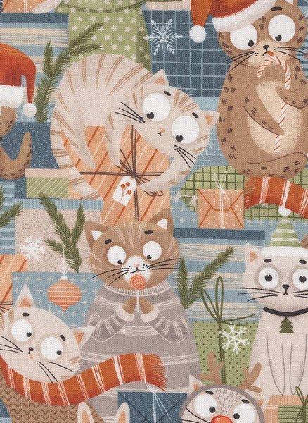 Purrfect Christmas Jolly Kitties By Elena Amo For Moda Multi