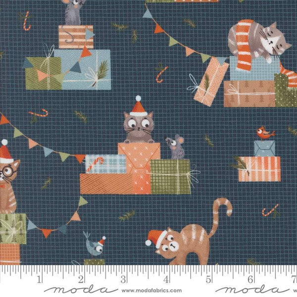 Purrfect Christmas Novelty Cats By Elena Amo For Moda Midnight
