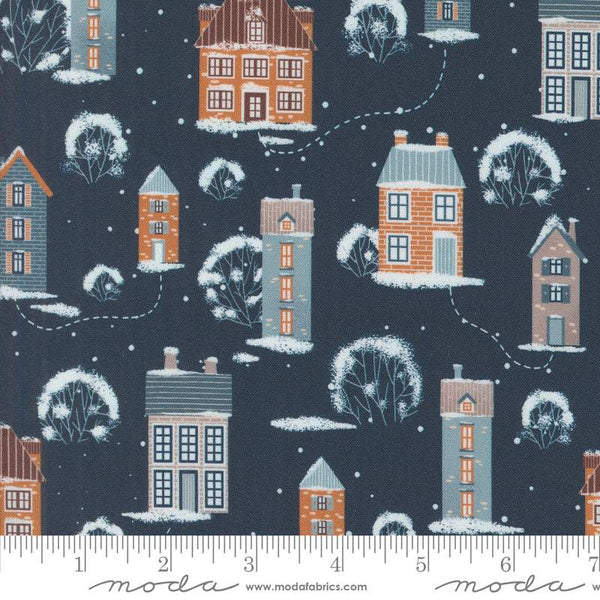 Purrfect Christmas Snowy Town By Elena Amo For Moda Midnight