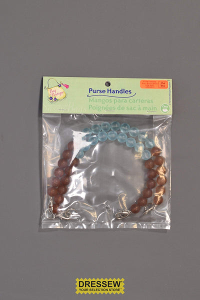 Purse Handles Blue / Brown Beads