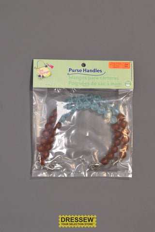 Purse Handles Blue / Brown Beads
