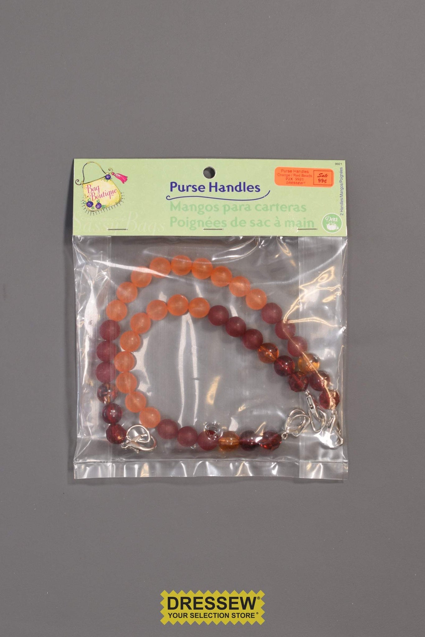Purse Handles Orange / Red Beads