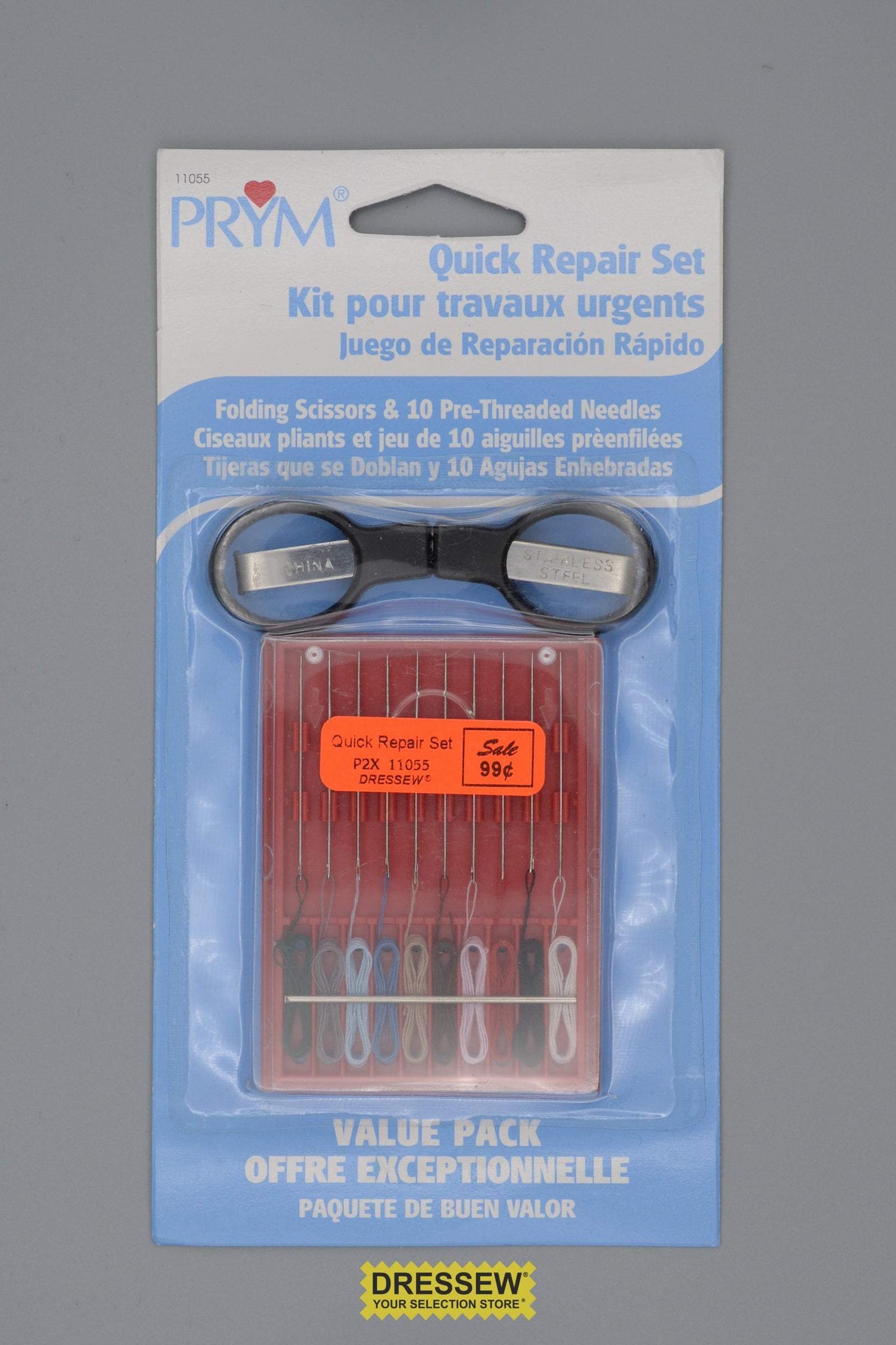 Quick Repair Kit Folding Scissors & Threaded Needles