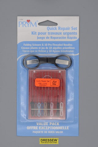 Quick Repair Kit Folding Scissors & Threaded Needles