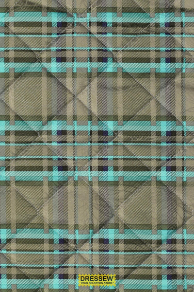 Quilted Plaid Taupe / Turquoise