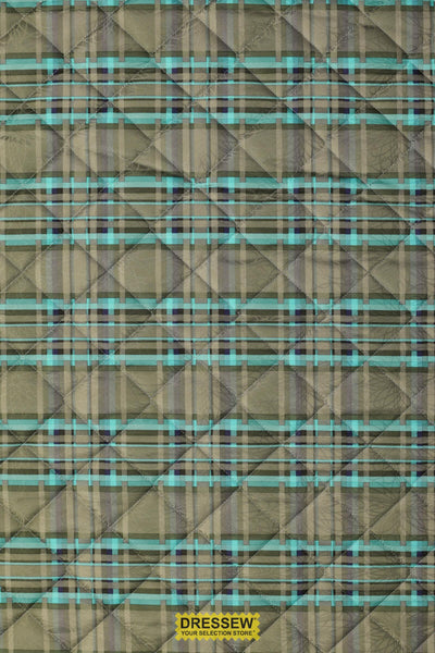 Quilted Plaid Taupe / Turquoise