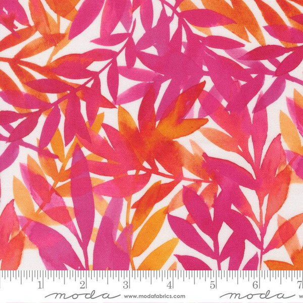 Radiant Leaf Watercolour By Amarilys Henderson For Moda Pink