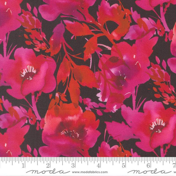 Radiant Poppy Watercolour By Amarilys Henderson For Moda Midnight