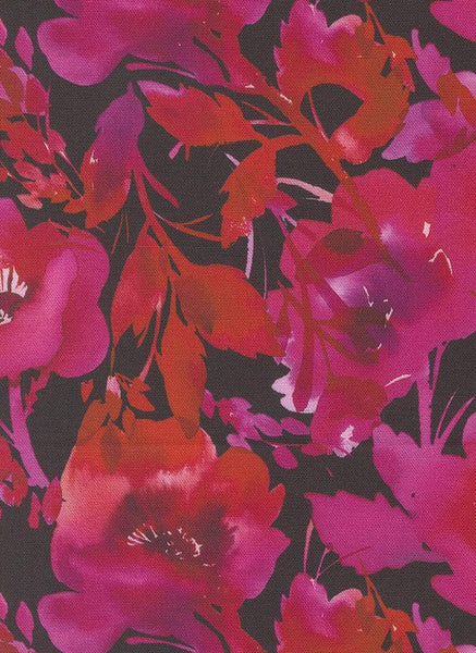 Radiant Poppy Watercolour By Amarilys Henderson For Moda Midnight