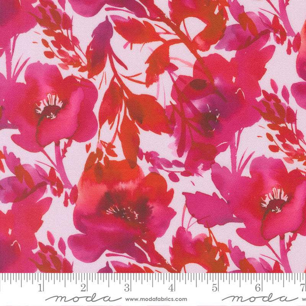 Radiant Poppy Watercolour By Amarilys Henderson For Moda Pink