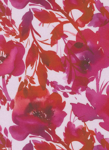 Radiant Poppy Watercolour By Amarilys Henderson For Moda Pink