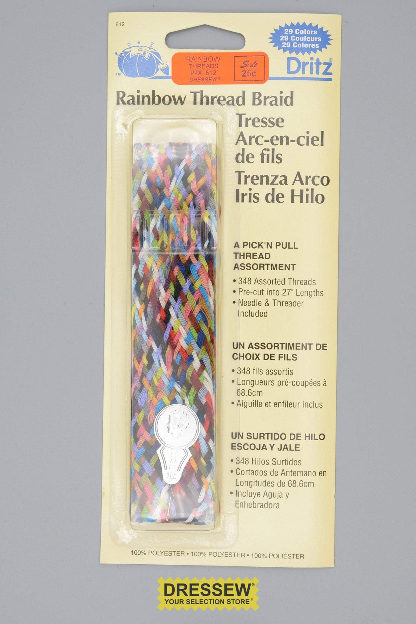 Rainbow Thread with Needle Threader 348 Threads x 27"