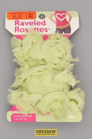 Raveled Rosettes 1 yard Lime
