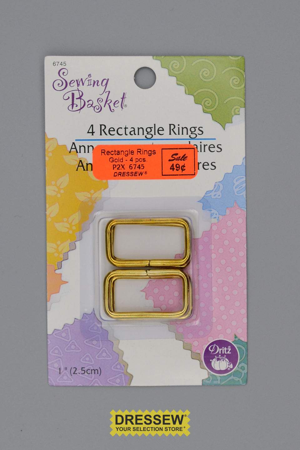 Rectangle Rings 25mm (1") Gold