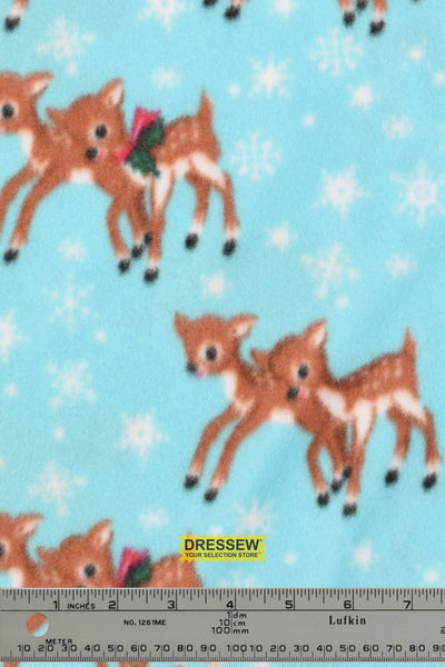 Reindeer Polar Fleece Aqua / Multi