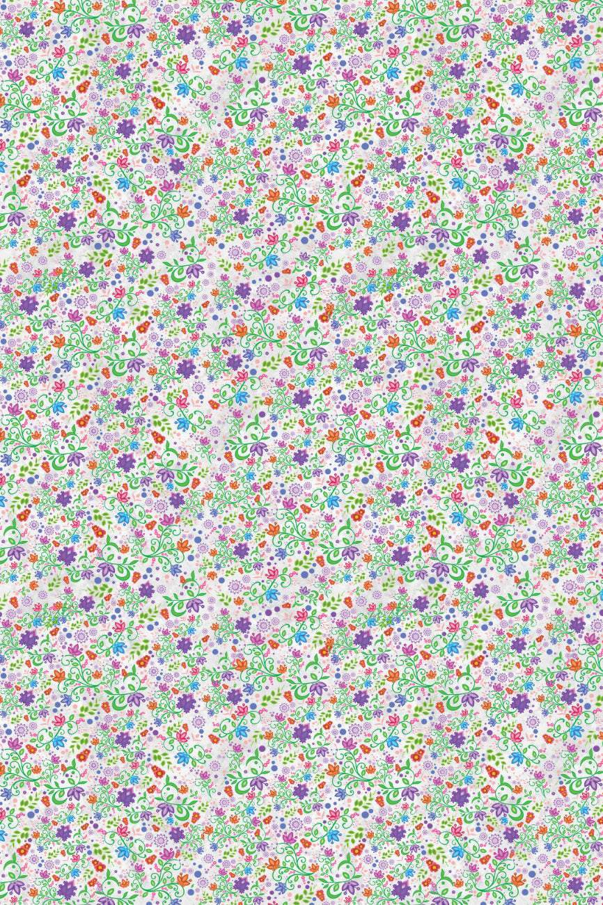 Rejuvenation Satin by Tracey Metallic Flowers White